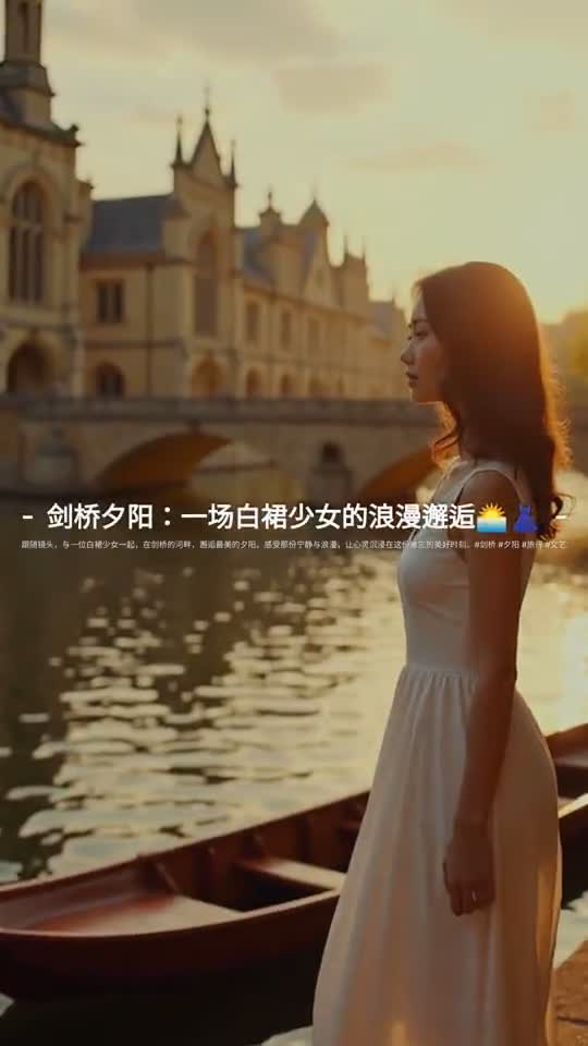剑桥夕阳：一场白裙少女的浪漫邂逅🌅👗