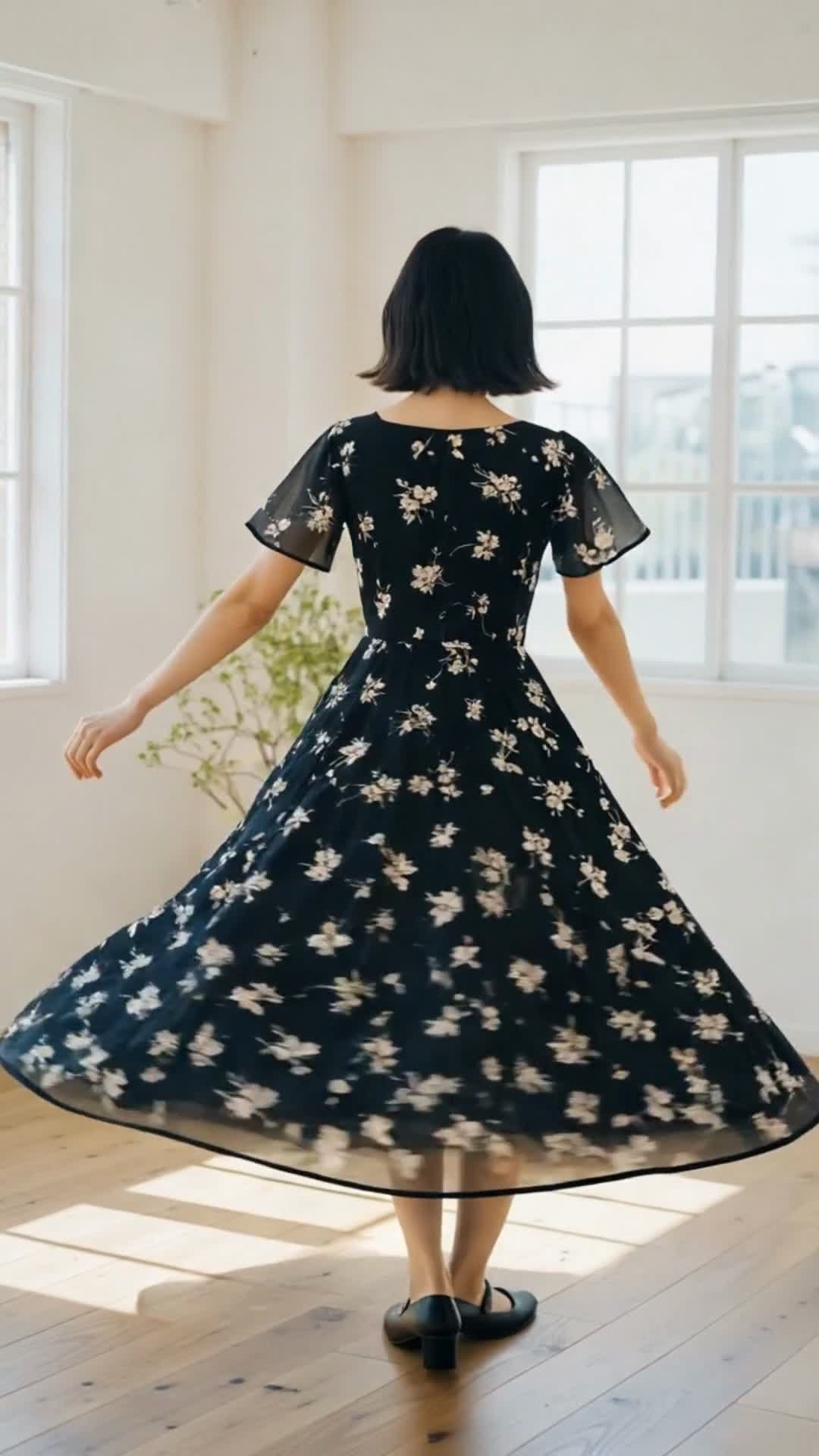 この夏着たい♪ 黒ビンテージフラワードレスが今だけ¥2,990！