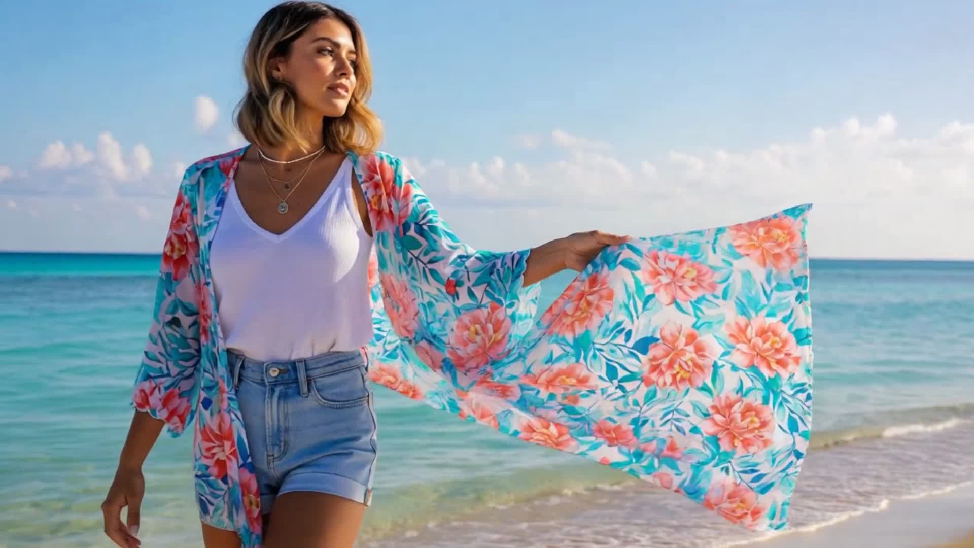 Elevate Your Beach Style: Dreamy Floral Kimono That Moves With You