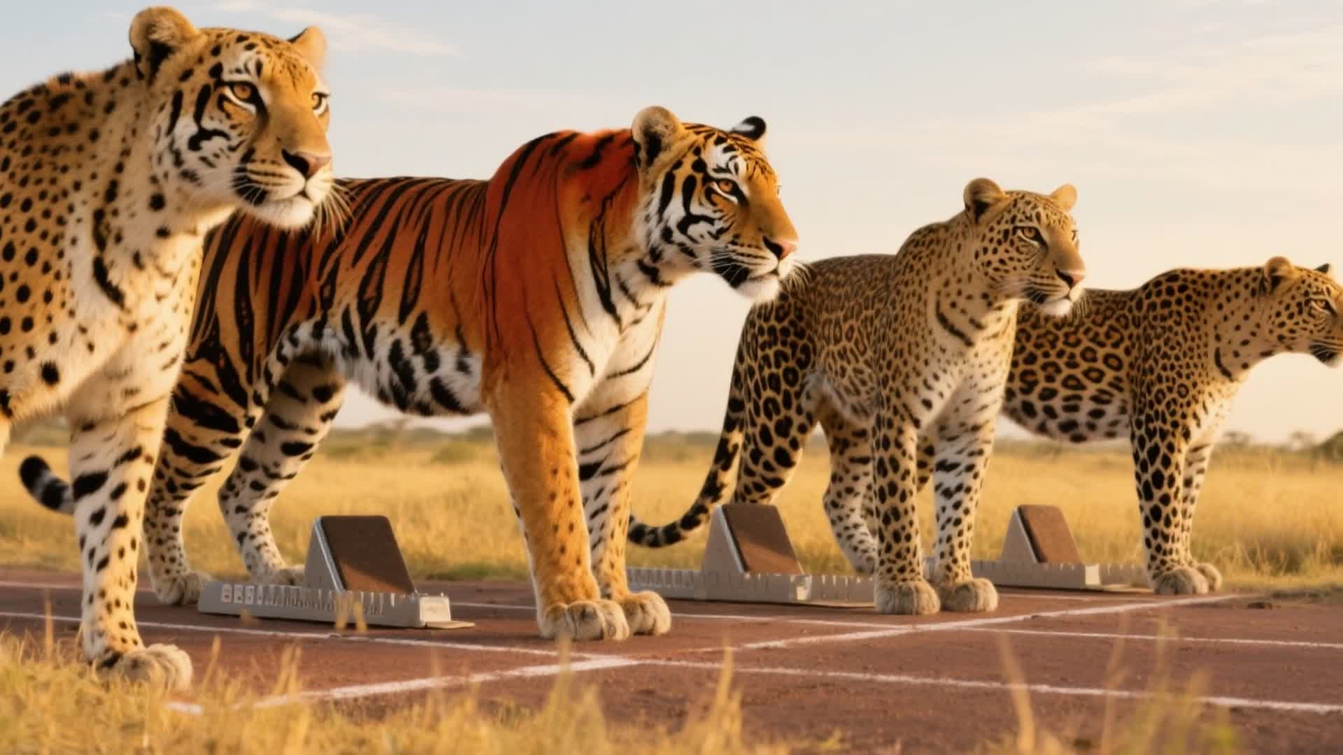 Nature's Ultimate Sprint: Four Big Cats Race For Glory