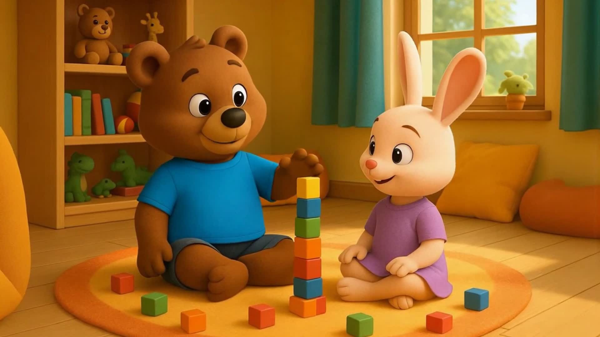 When Bear and Bunny Build Together: A Tower of Friendship