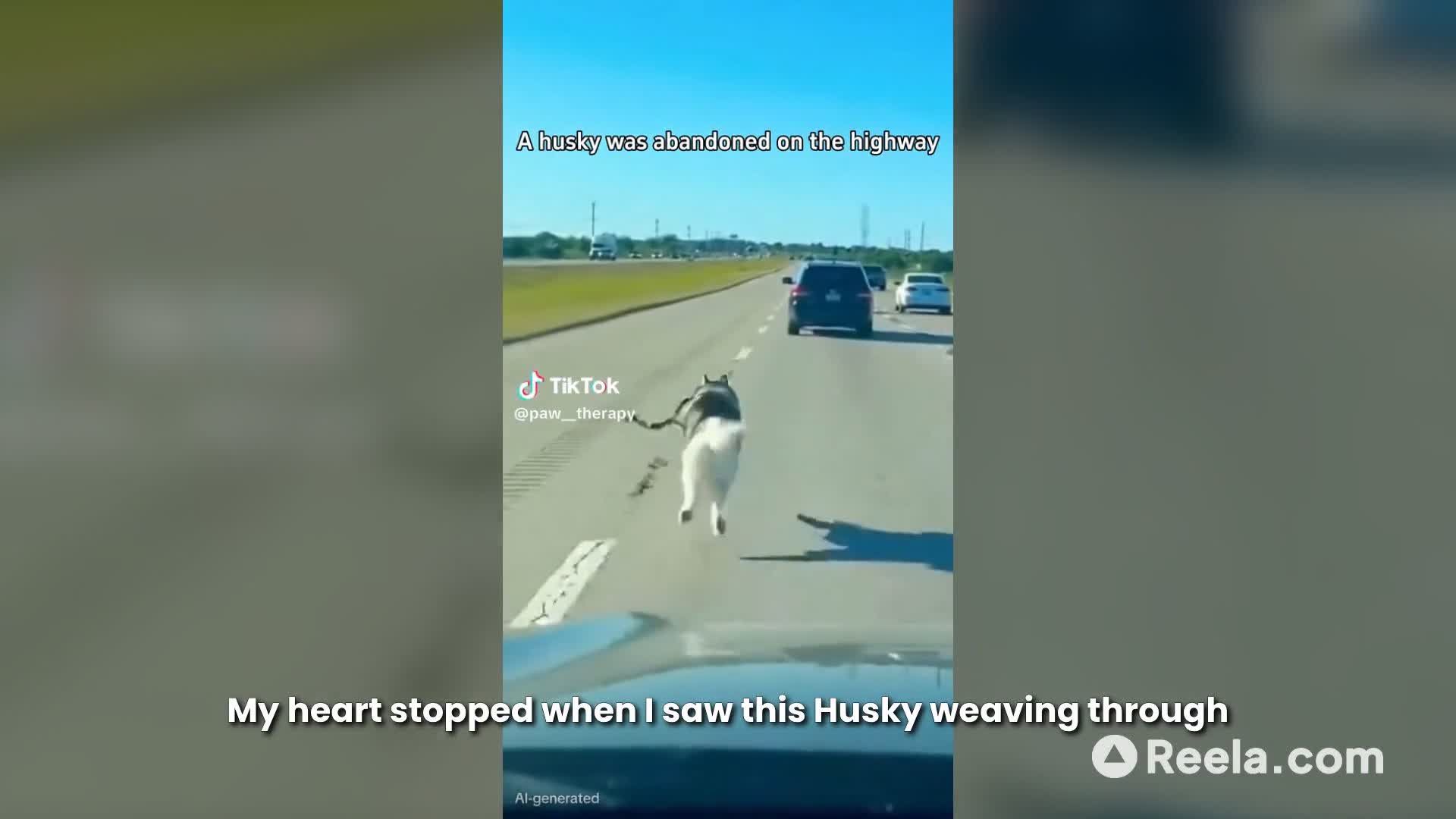He was running on the HIGHWAY! 😱🐶 #DogRescue #Husky #Heroes