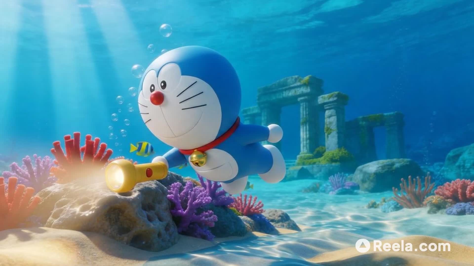 适应灯一照，和哆啦A梦畅游海底！